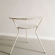 Vintage French Mid Century Round Console Table in White Metal, 1950s