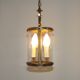 Lanterne suspendue à 2 lumières en laiton vintage français avec abat-jour en verre cylindrique 4948