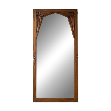 Miroir ancien Art Nouveau en bois massif sculpté