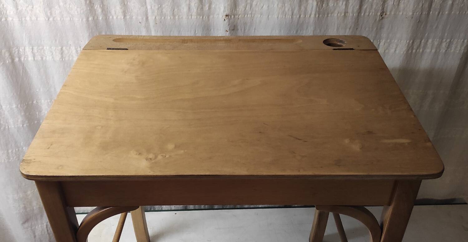Wooden children's desk and chair - mid-20th century
