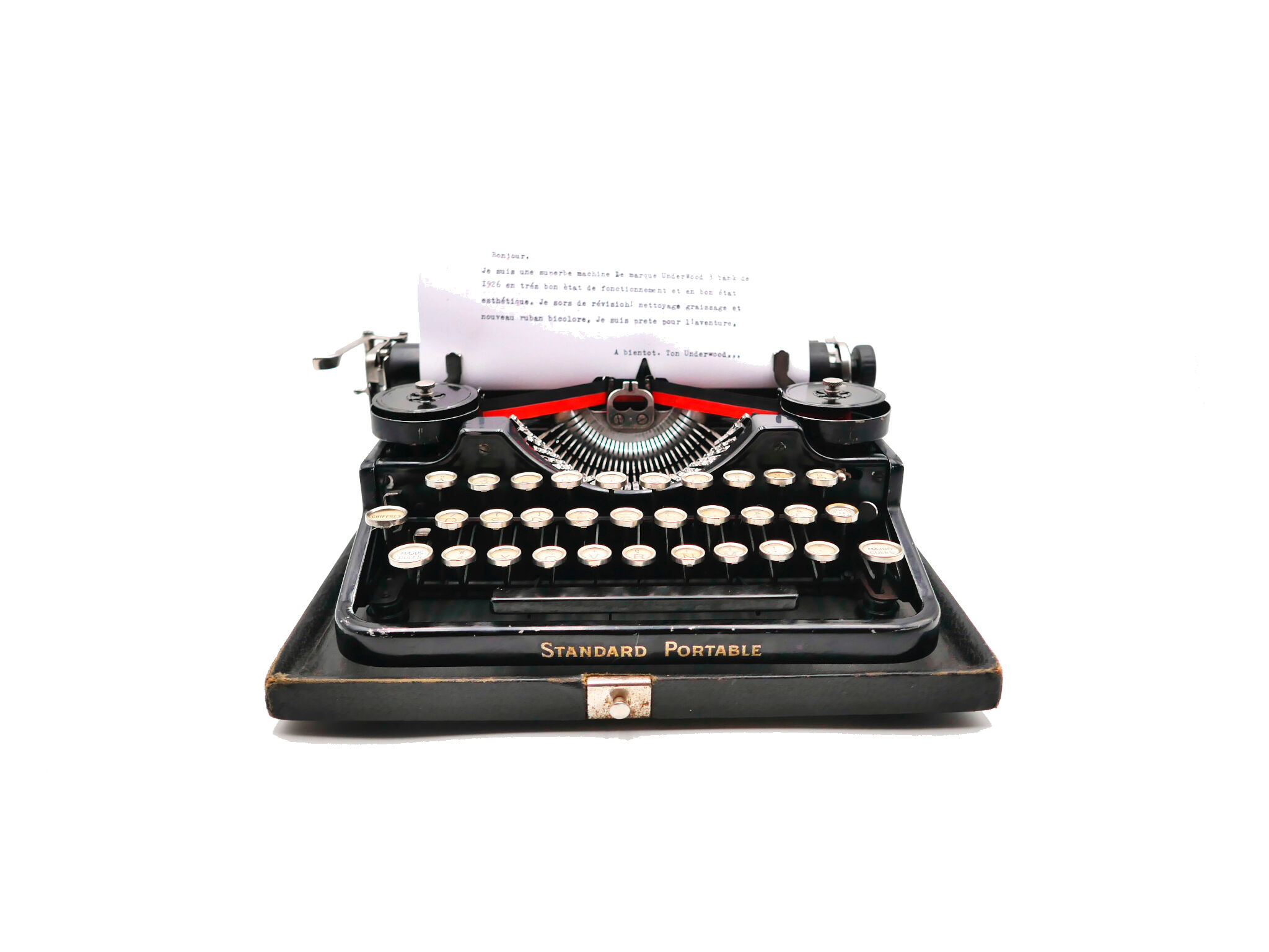 1926 new tape revised black tape underwood typewriter 3 bank