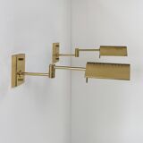 Pair of adjustable vintage wall lights, brass, France, 1970.