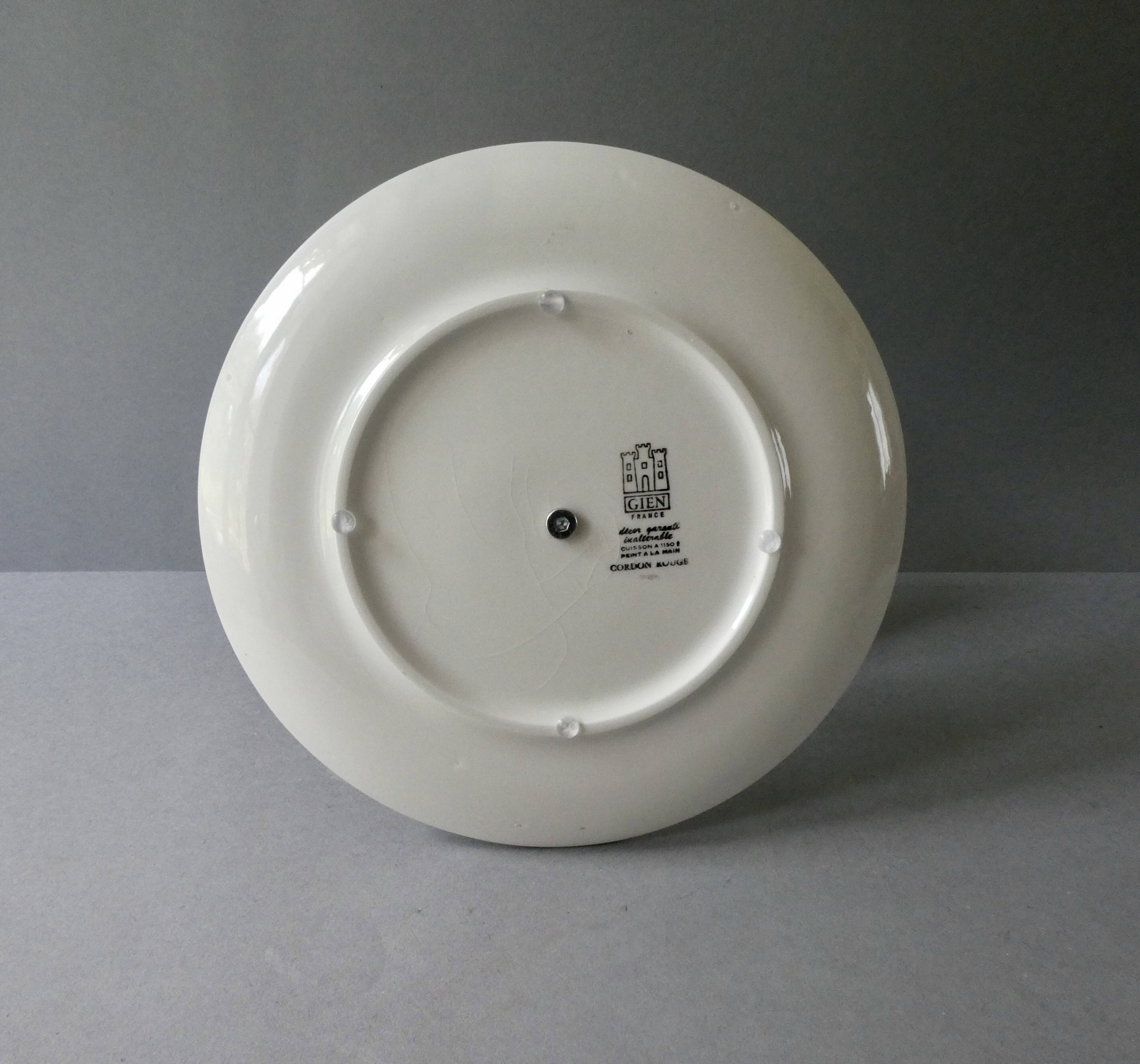 Dishes, fruit display Gien France, red cord decor