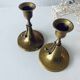 Pair of brass cord candle holders