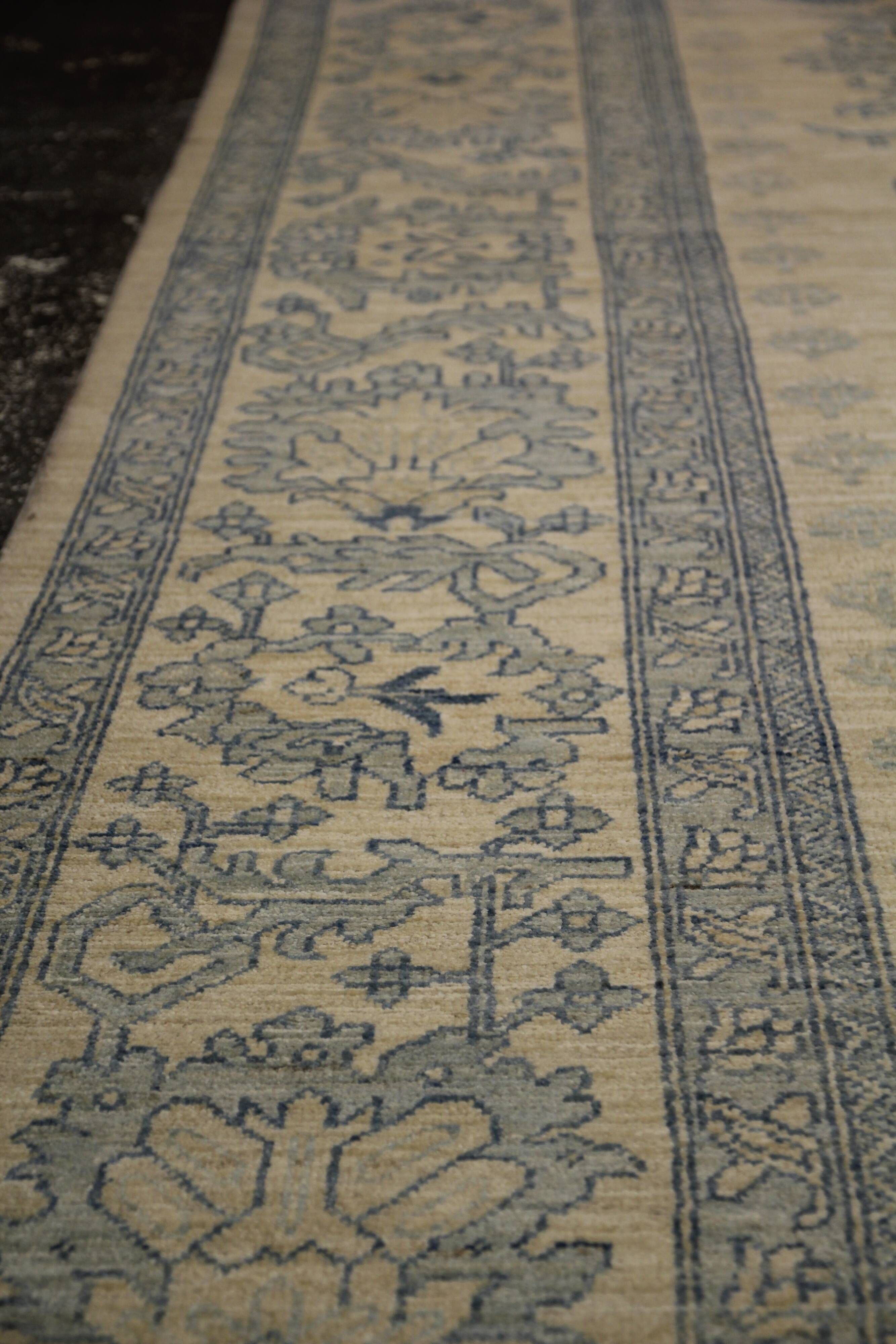 Handknotted Light Blue Rug Cream Oversize Floral Zeigler Carpet Home Interi
