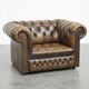 Fauteuil Chesterfield vintage en cuir de vache anglais