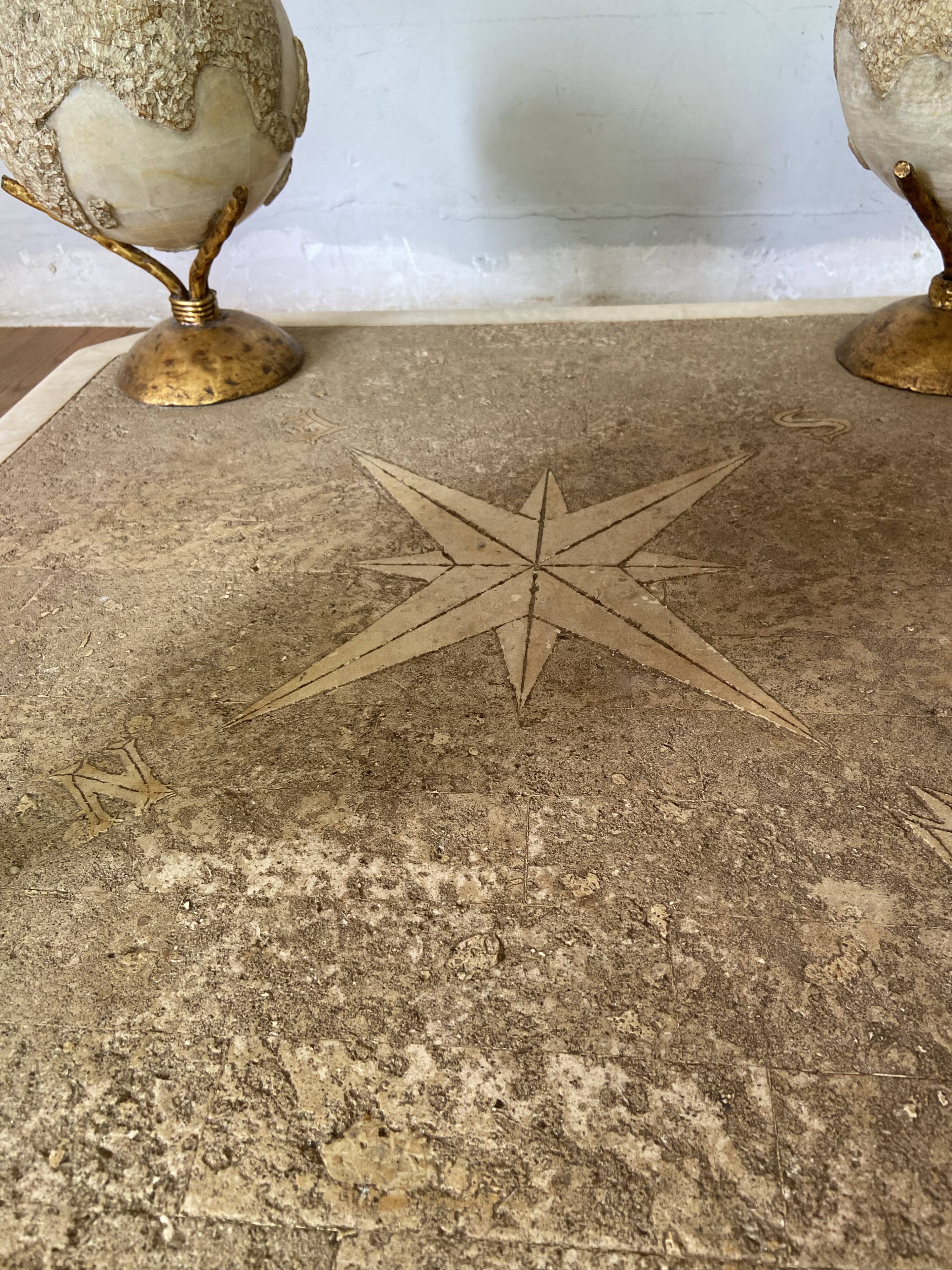 Design coffee table 70-80s in glass and alabaster