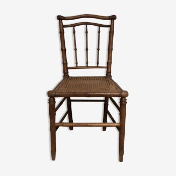 1900 wooden chair in bamboo and canning