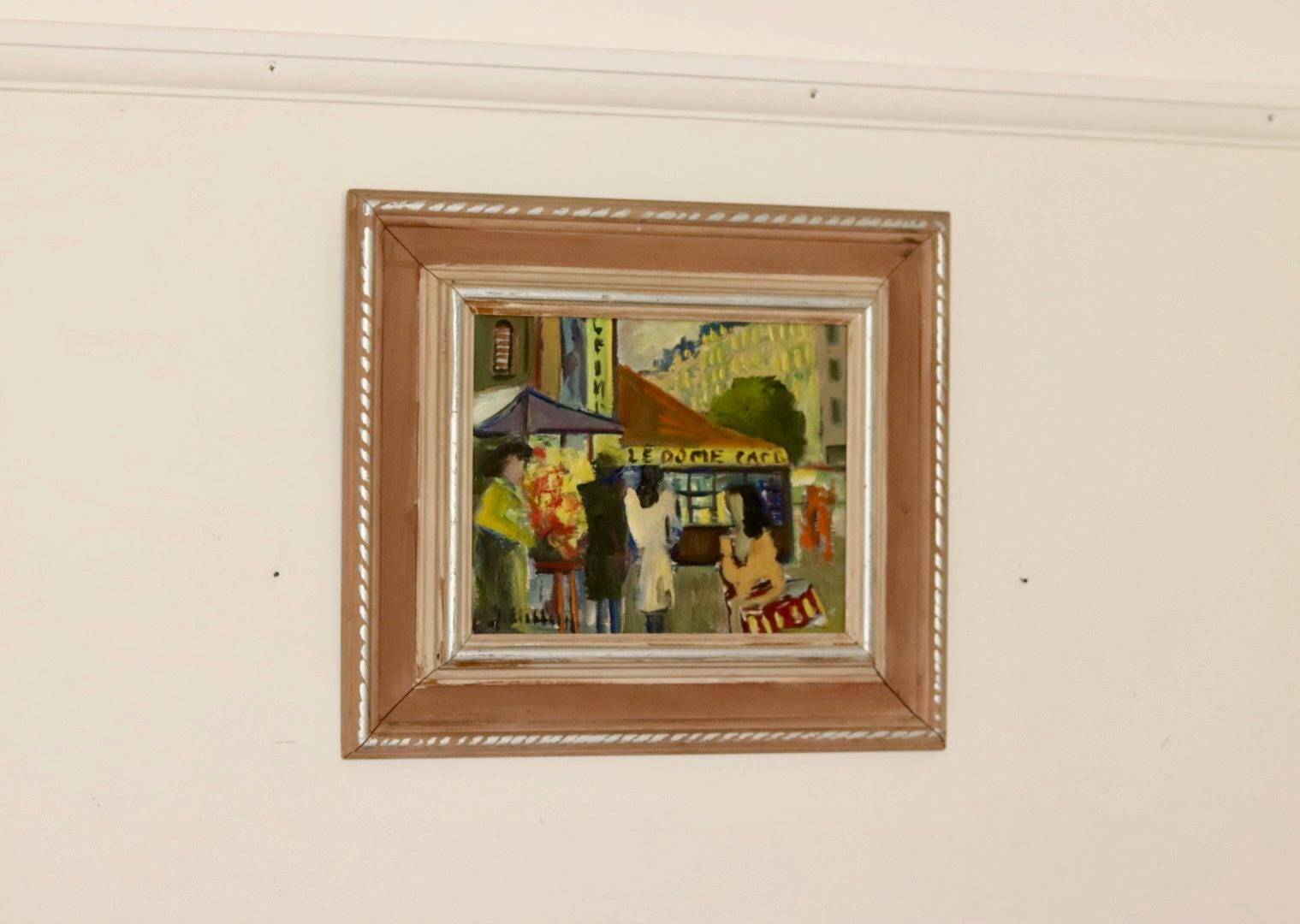 Huile sur panneau suédoise originale « French Street Life » -