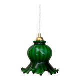 Vintage green glass tulip pendant light