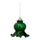 Vintage green glass tulip pendant light