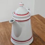 White porcelain coffee pot by Winterling with red lines.