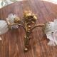 Art nouveau chandelier bronze and pressed glass