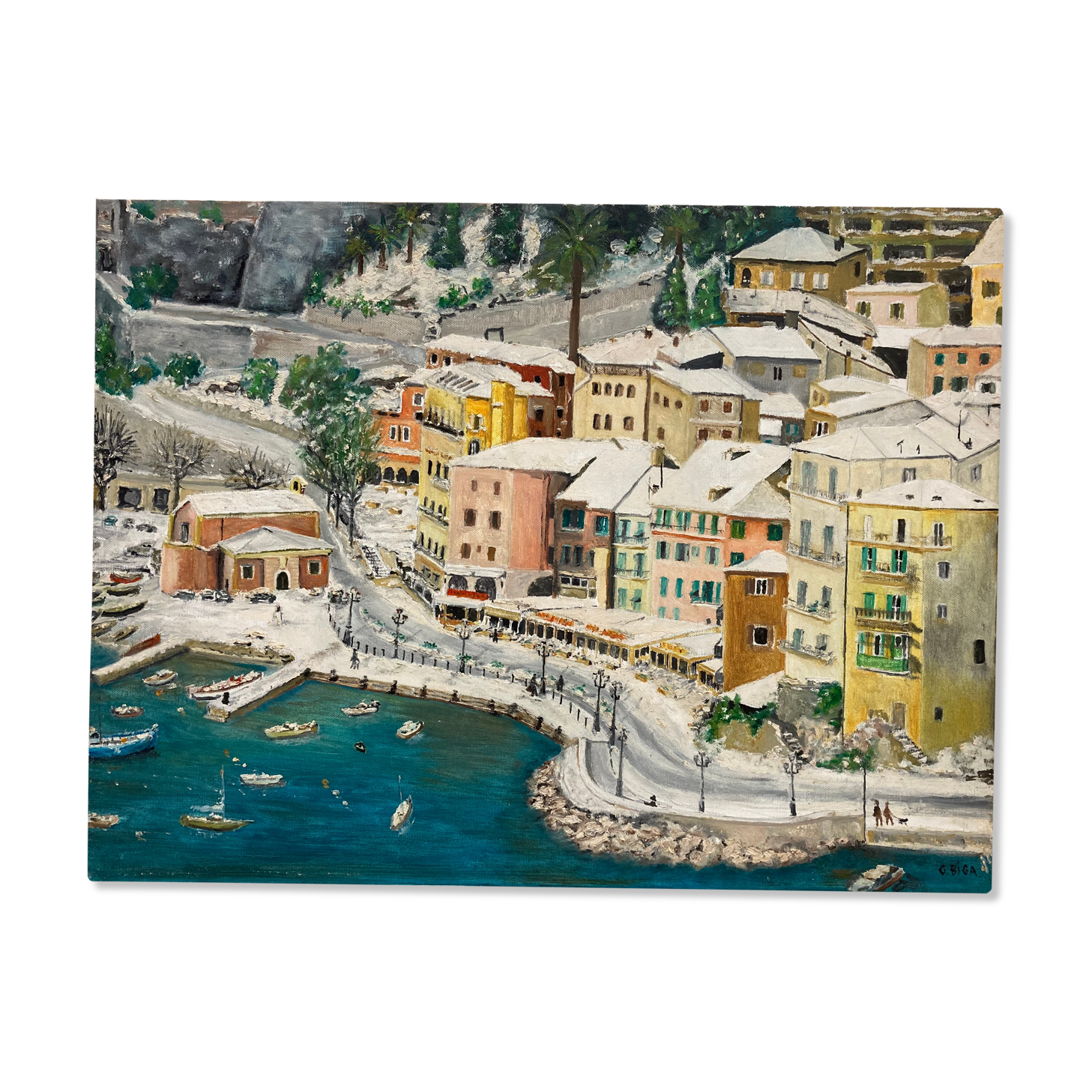 Painting on vintage canvas