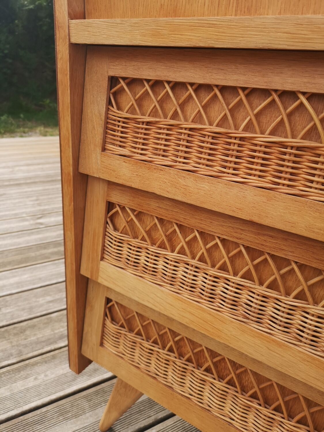 Secretary oak and rattan