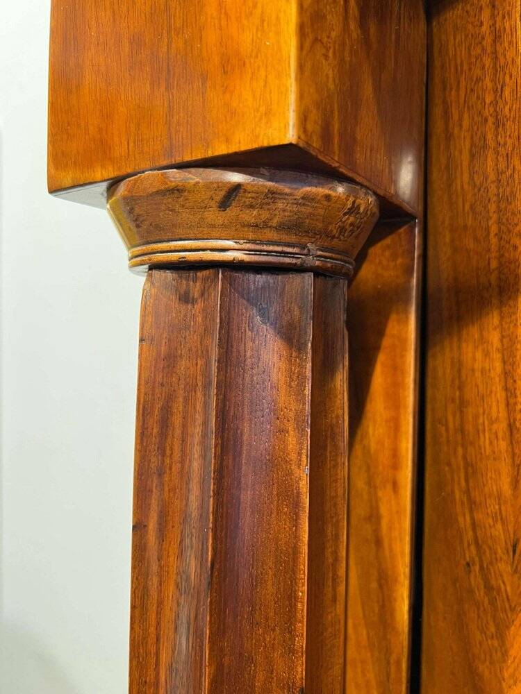 Biedermeier Armoire, Walnut Veneer, Full Columns, Austria/Vienna around 1825