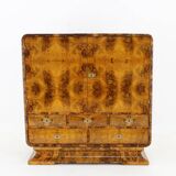 1930s Rare Art Deco Cabinet with Drawers in Walnut Finish, Czechoslovakia