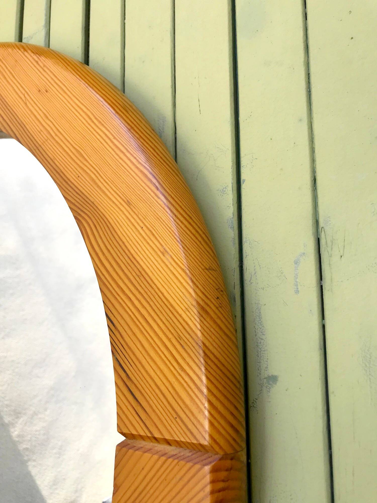 Vintage Scandinavian pine mirror by Glasmaster Markaryd 1970s