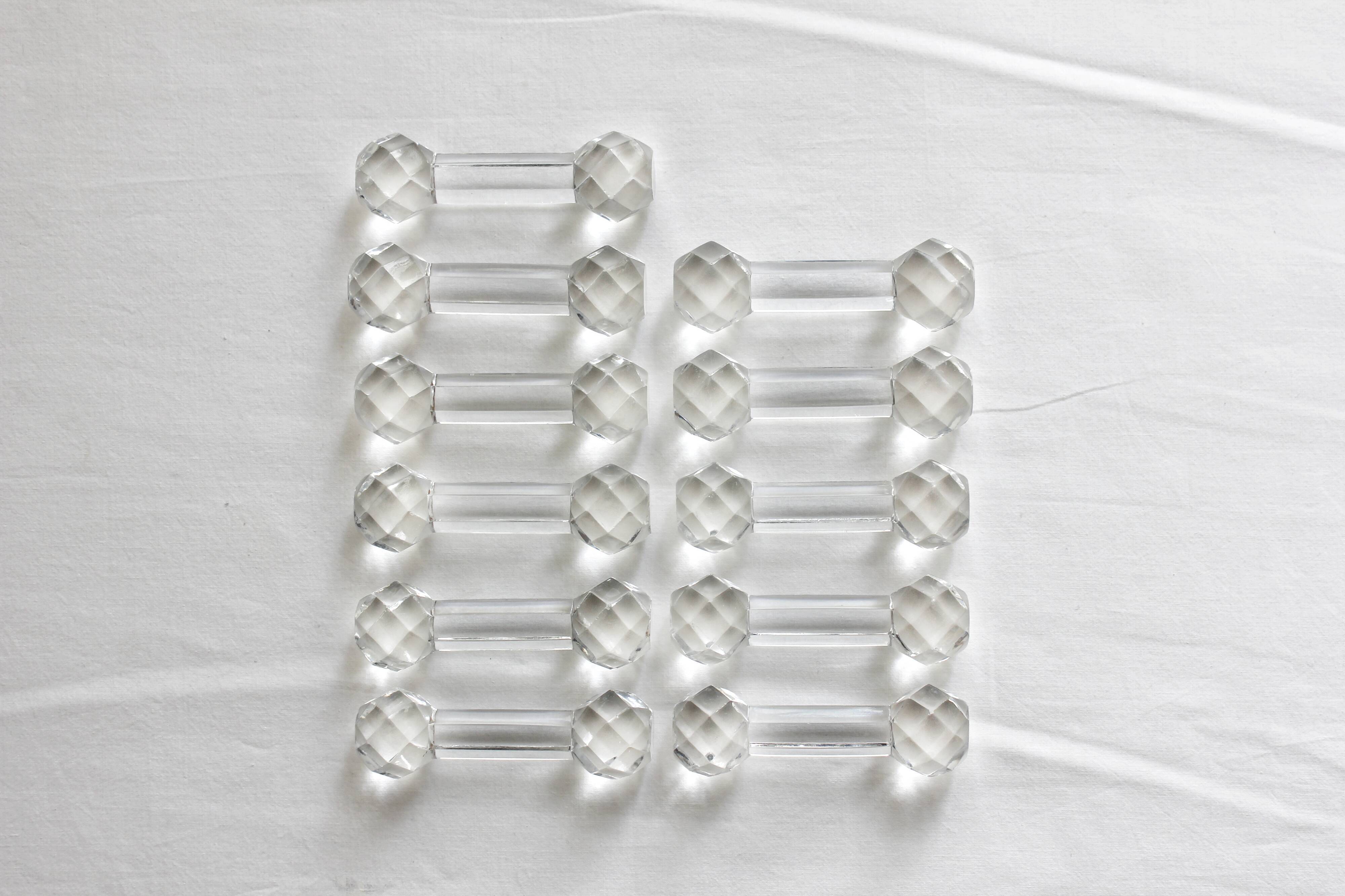 11 vintage faceted crystal knife holders