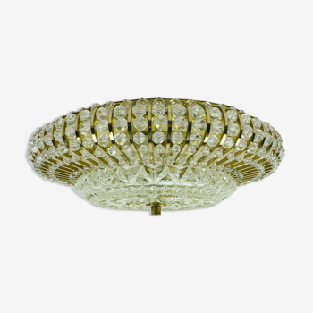 1960s palwa CEILING LAMP brass and glass hollywood regency style