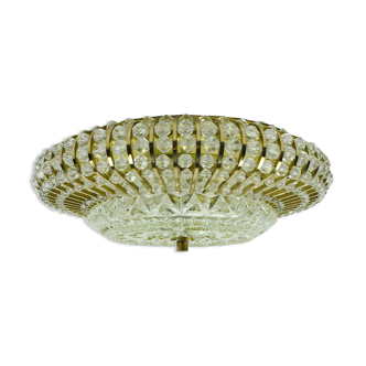 1960s palwa CEILING LAMP brass and glass hollywood regency style