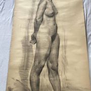 Large drawing of a nude woman signed around the 1940s dimension: height -150cm- width -80cm-