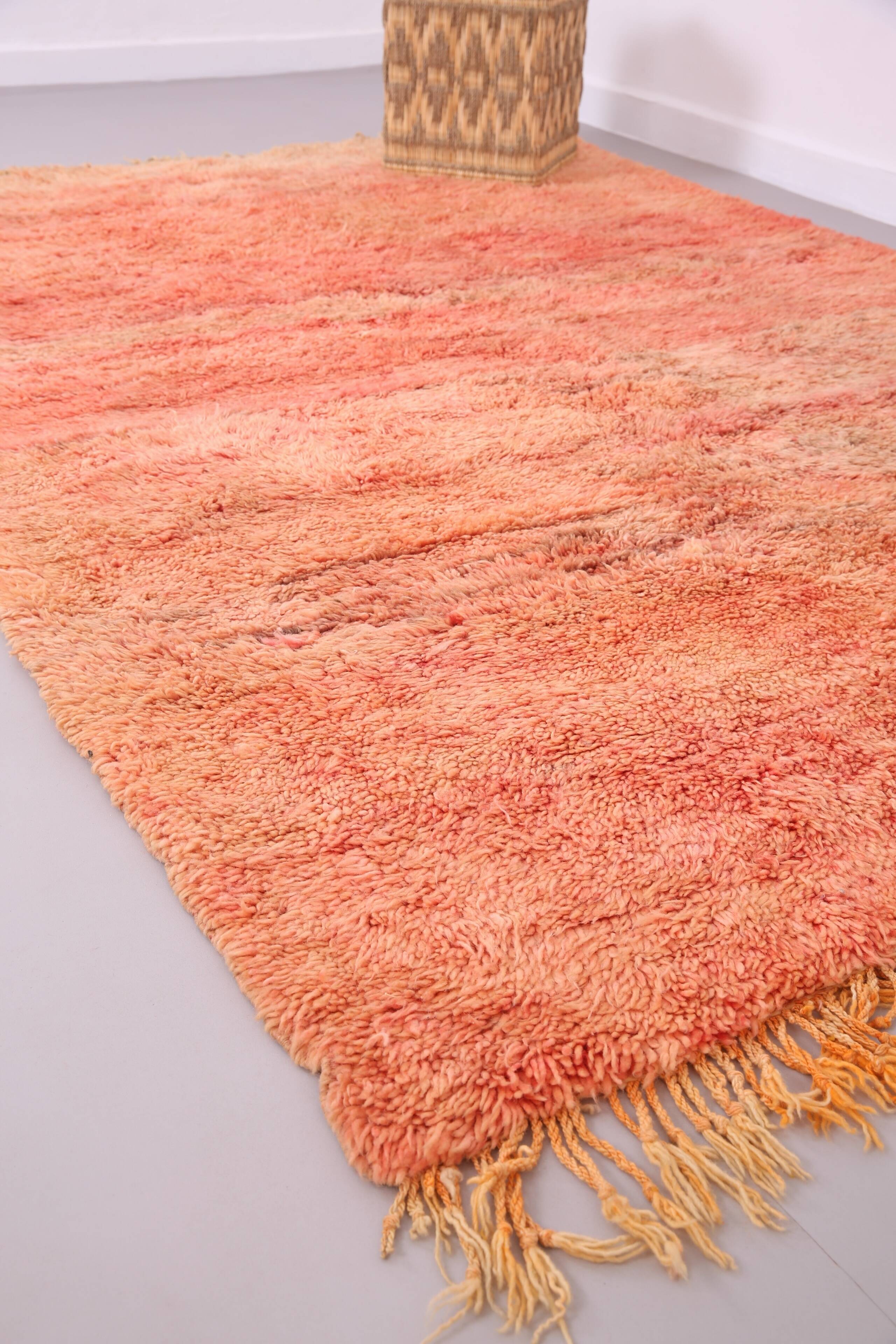 Tapis marocain vintage fait main 196 x 280 cm - Tapis marocain couleur pêche - Berbère