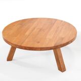 Brutalist Round Coffee Table in Solid Oak by Meubelfabriek Oisterwijk