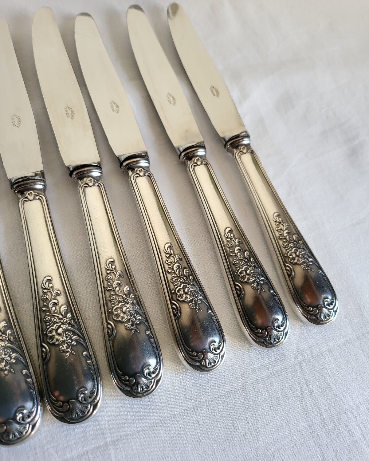 12 Silver-Plated Dessert Knives with Stainless Steel Blades Nogent