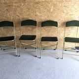 Lot of 4 golden folding chairs green velvet