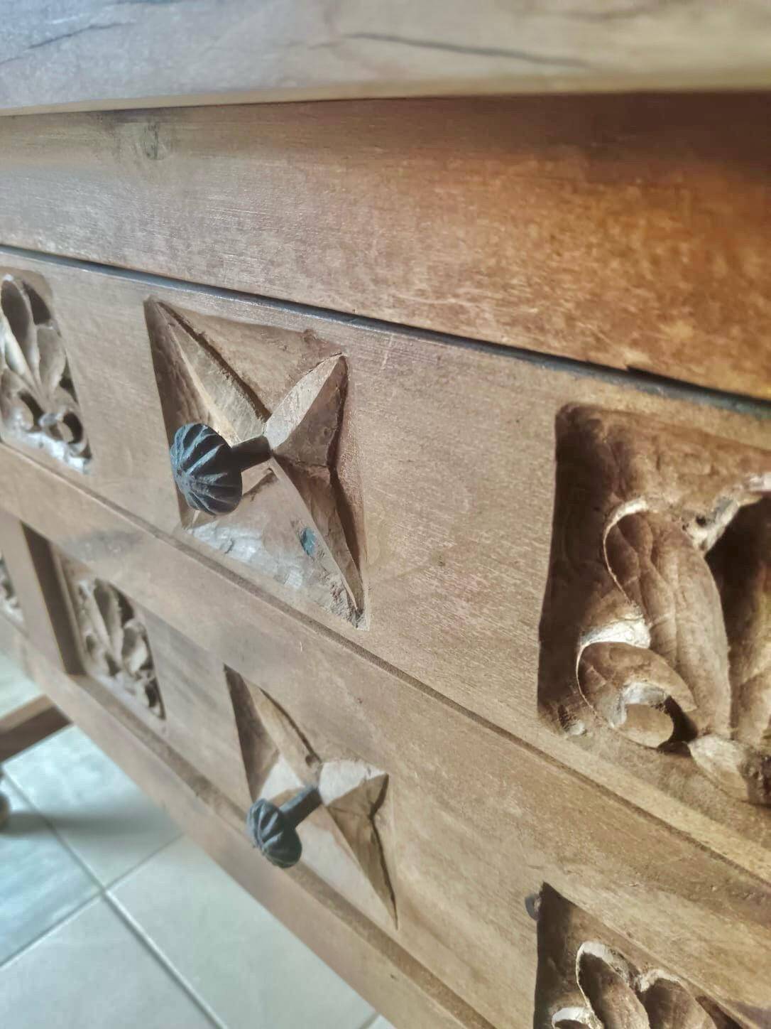 Antique Spanish hand-carved console table