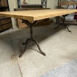 Table oak feet cast iron bistro