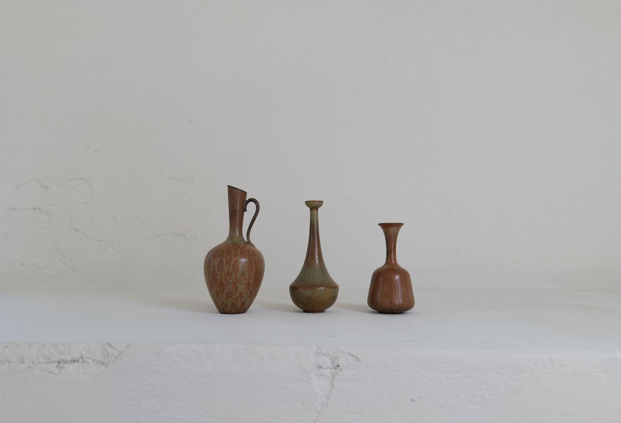 3 vase en céramique par Gunnar Nylund Rörstrand Suède, années 1950