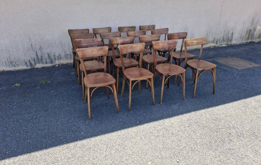 Lot de 16 chaises de bistrot Luterma, années 1960