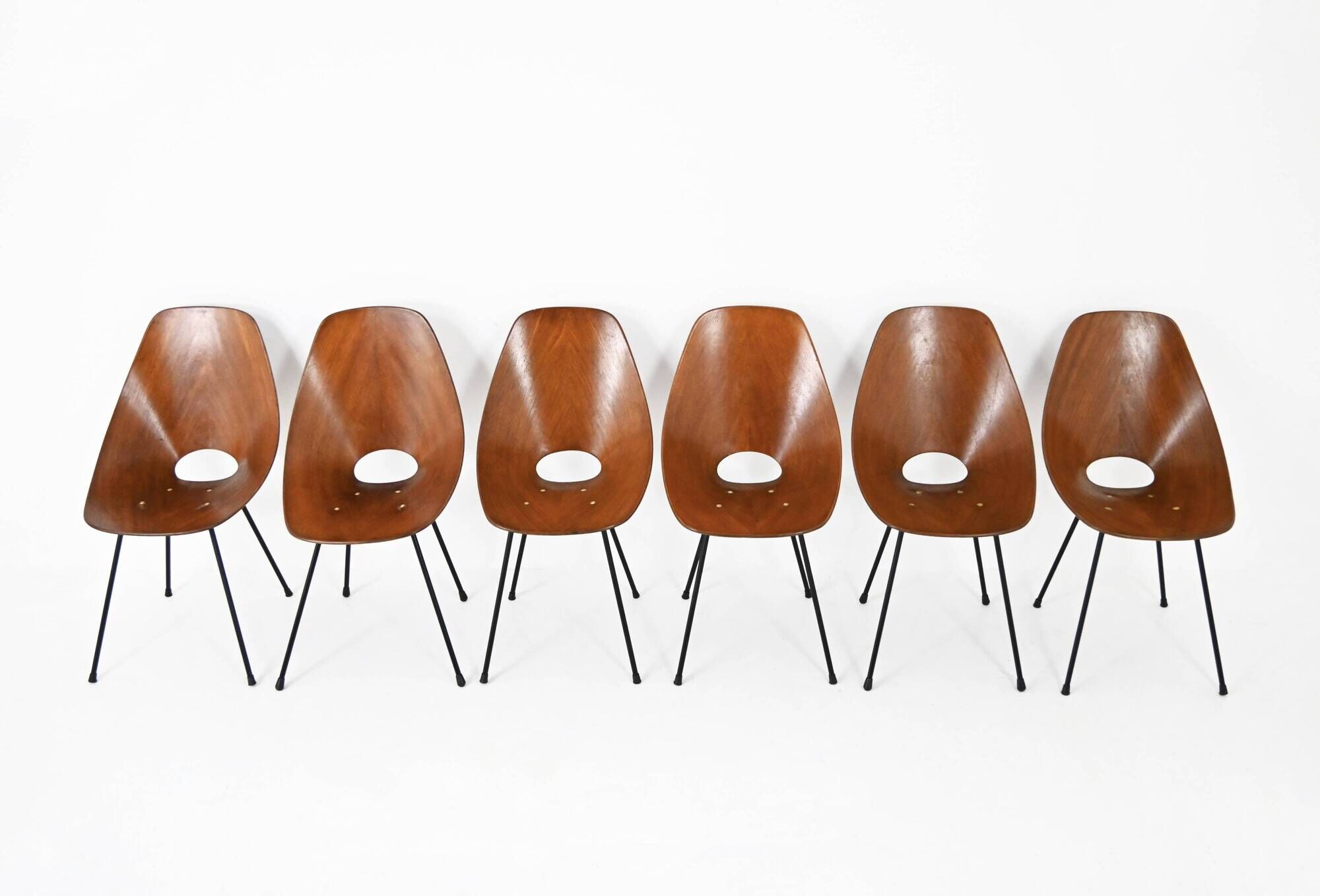 6 "Medea" chairs by Vittorio Nobili for Frattelli Tagliabue, 1950s