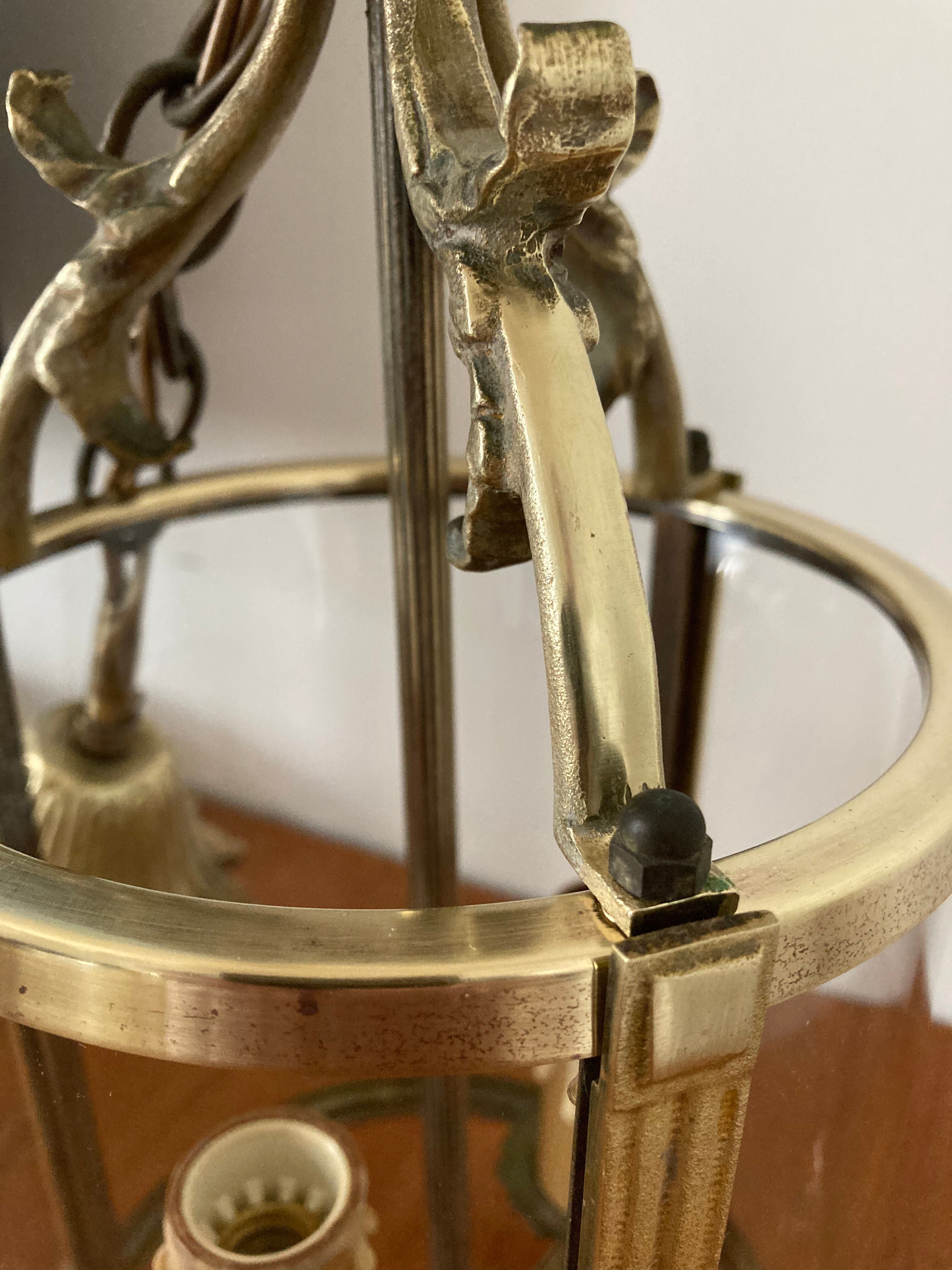 Vestibule lantern, gilded bronze, Louis XVI style