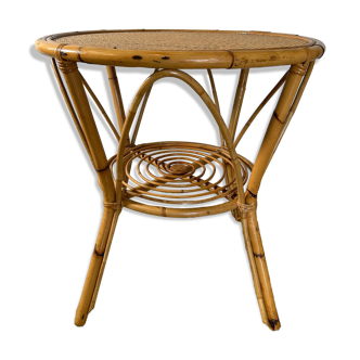 Bamboo and wicker table in the style of Dal Vera / Franco Albini, Italy, 1960s.