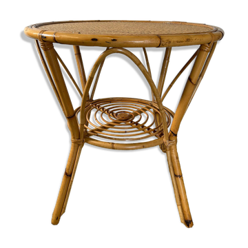 Table en bambou et osier dans le style de Dal Vera / Franco Albini, Italie, années 1960