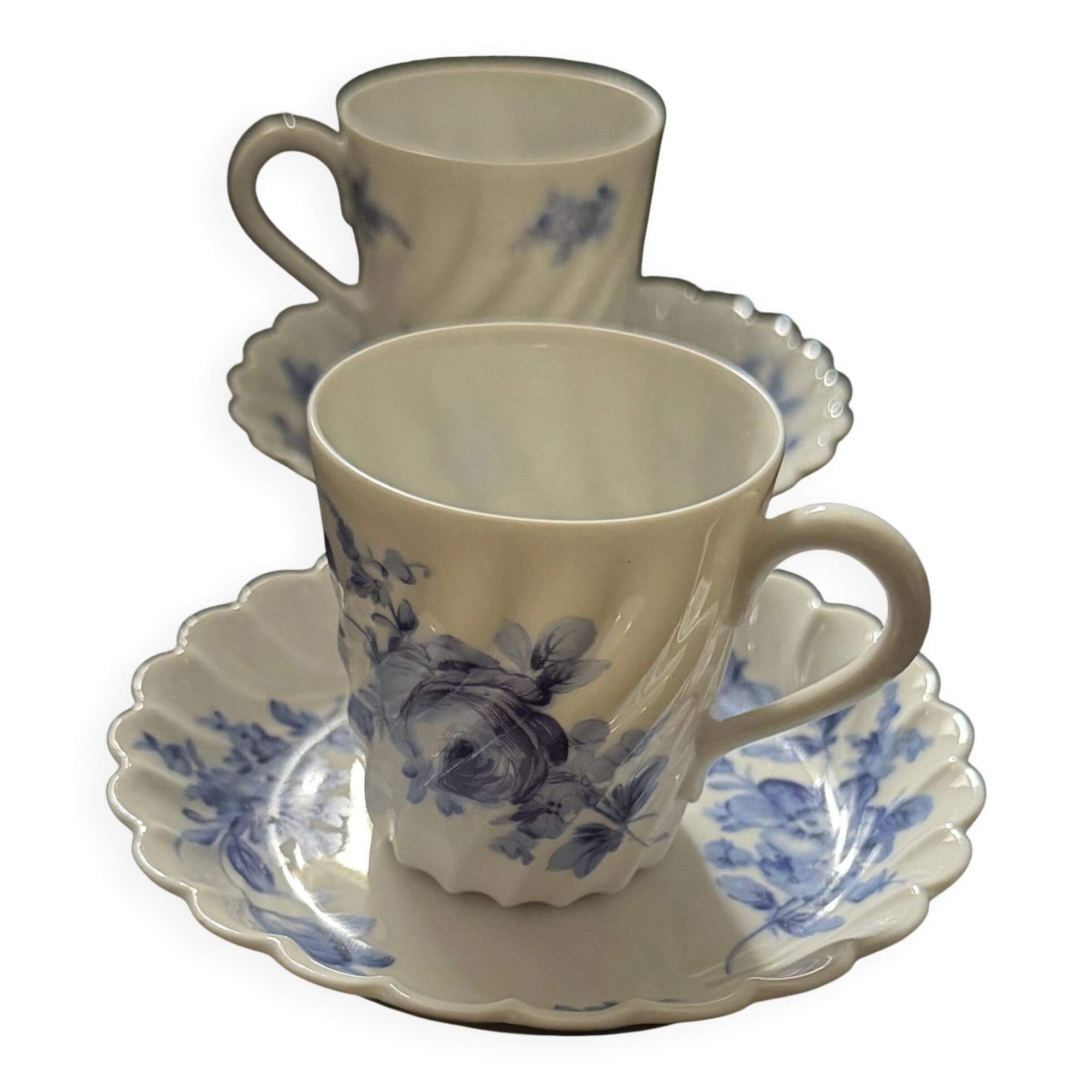 Blue floral cup and saucer by Haviland.