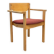 Scandinavian style oak and burgundy chair with armrests