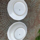 Set of two art deco porcelain dishes, limoges france, BRB, pink flowers