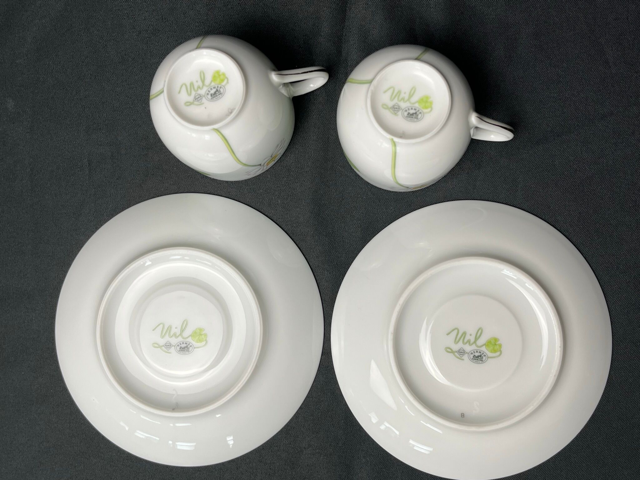 Hermès, pair of coffee cups Nil 20th century collection