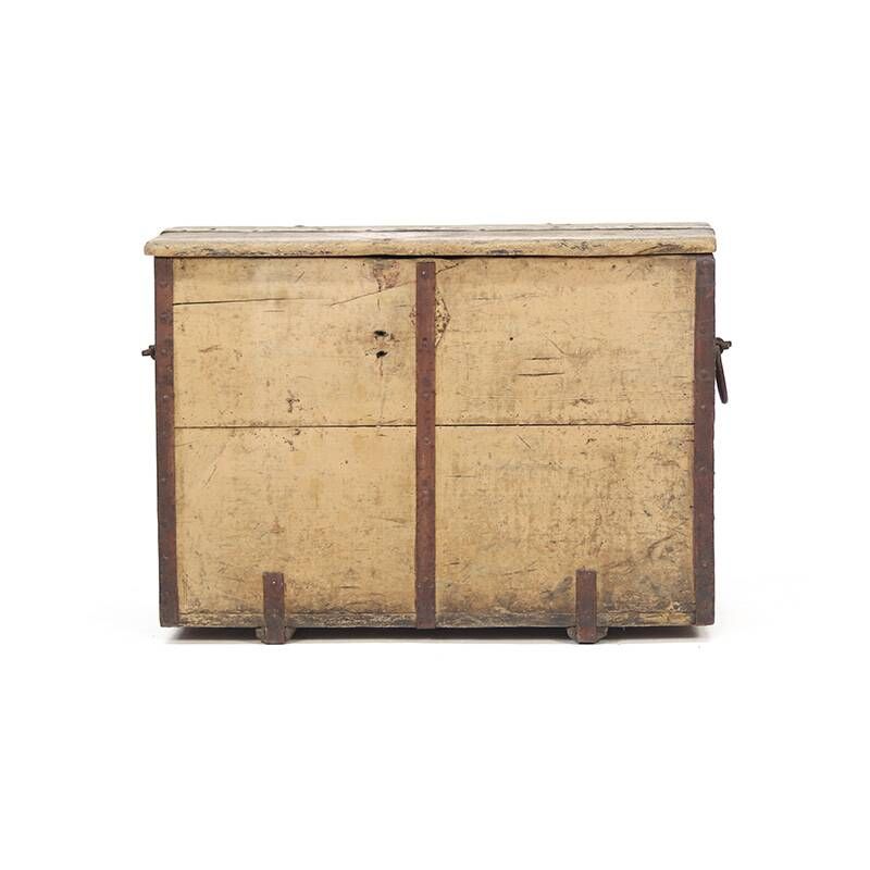 Antique 19th Century Primitive Weathered Painted Transport Chest