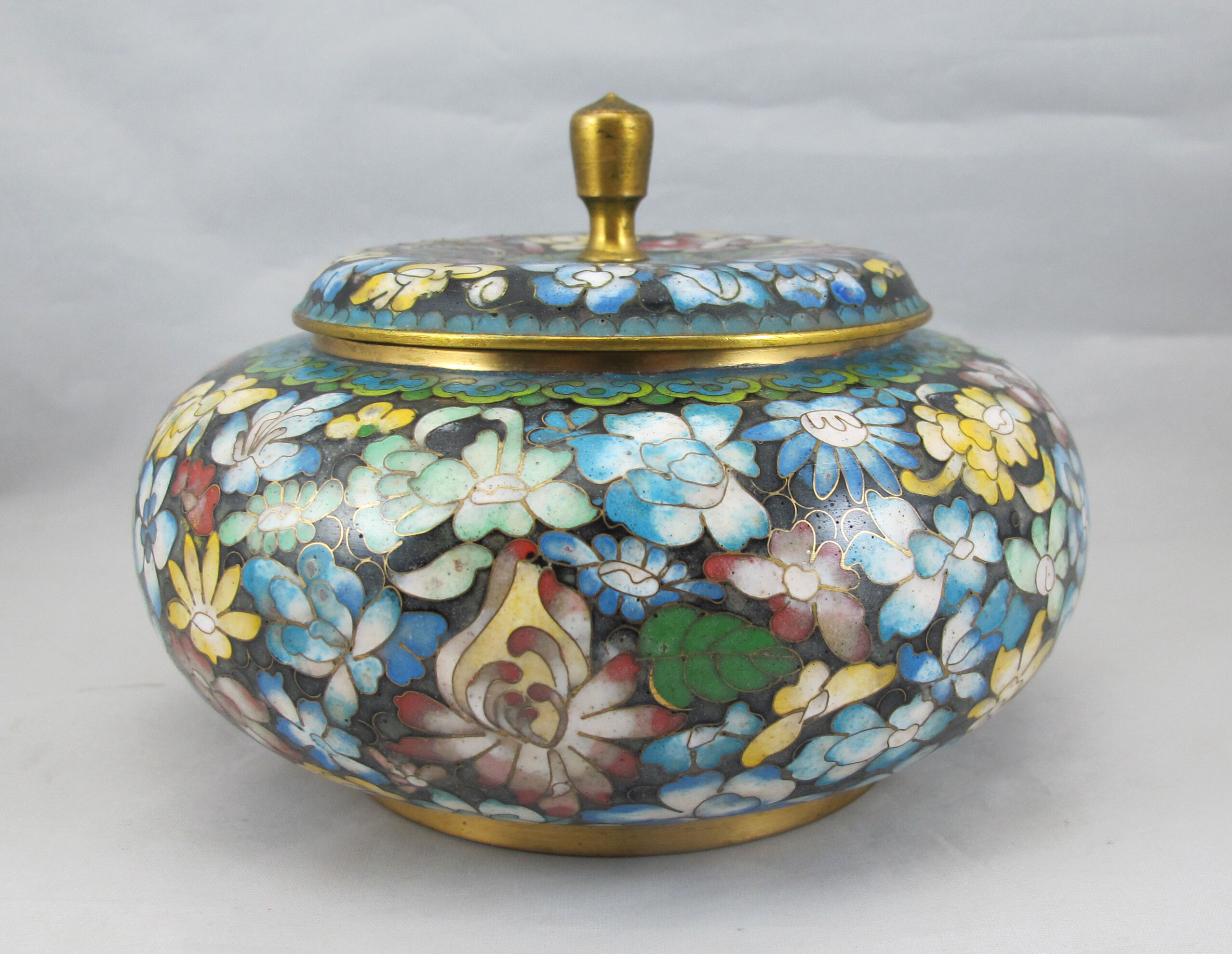 Pot couvercle en bronze émail cloisonne Chinois Chine