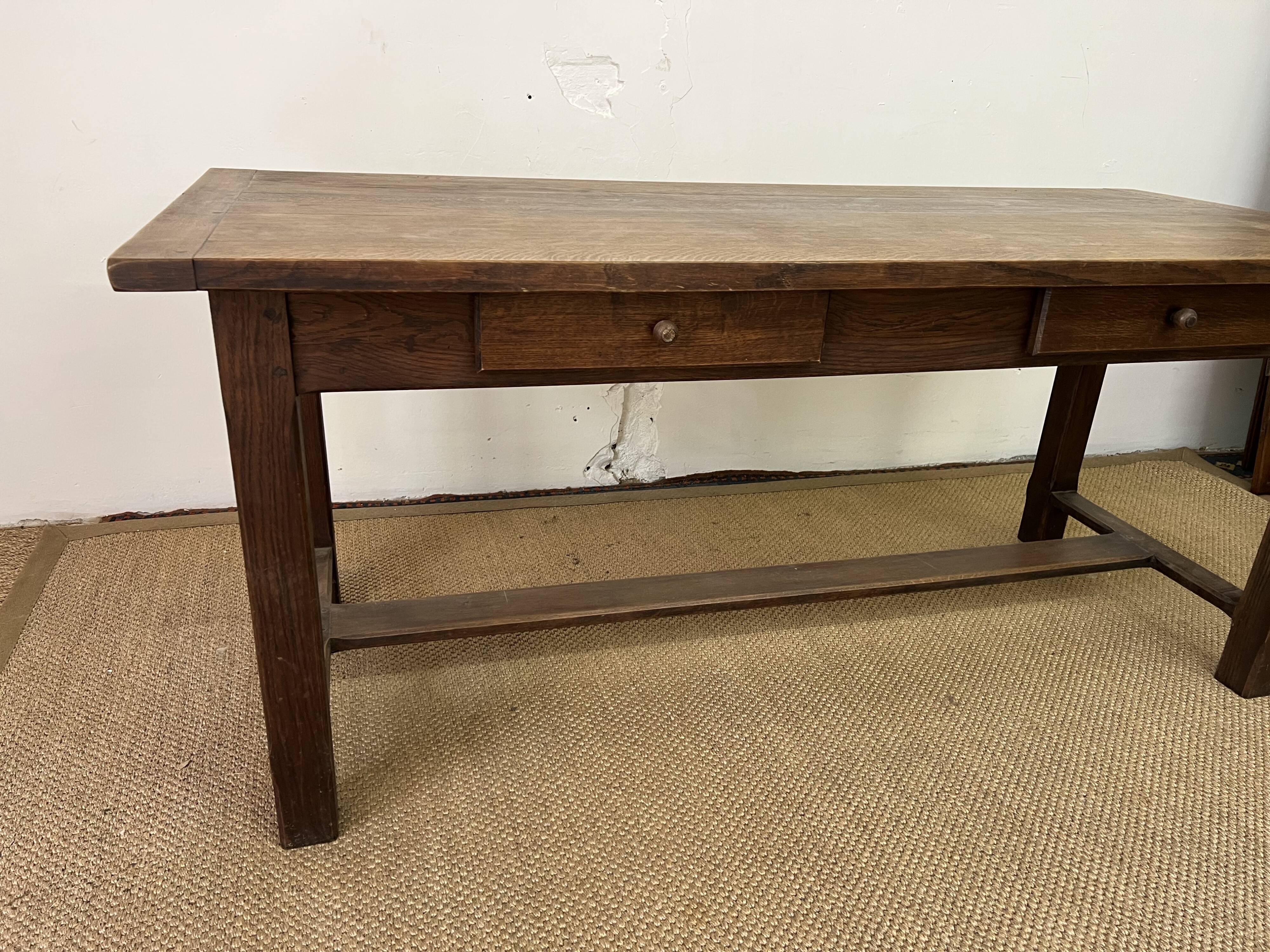 Wooden farmhouse table