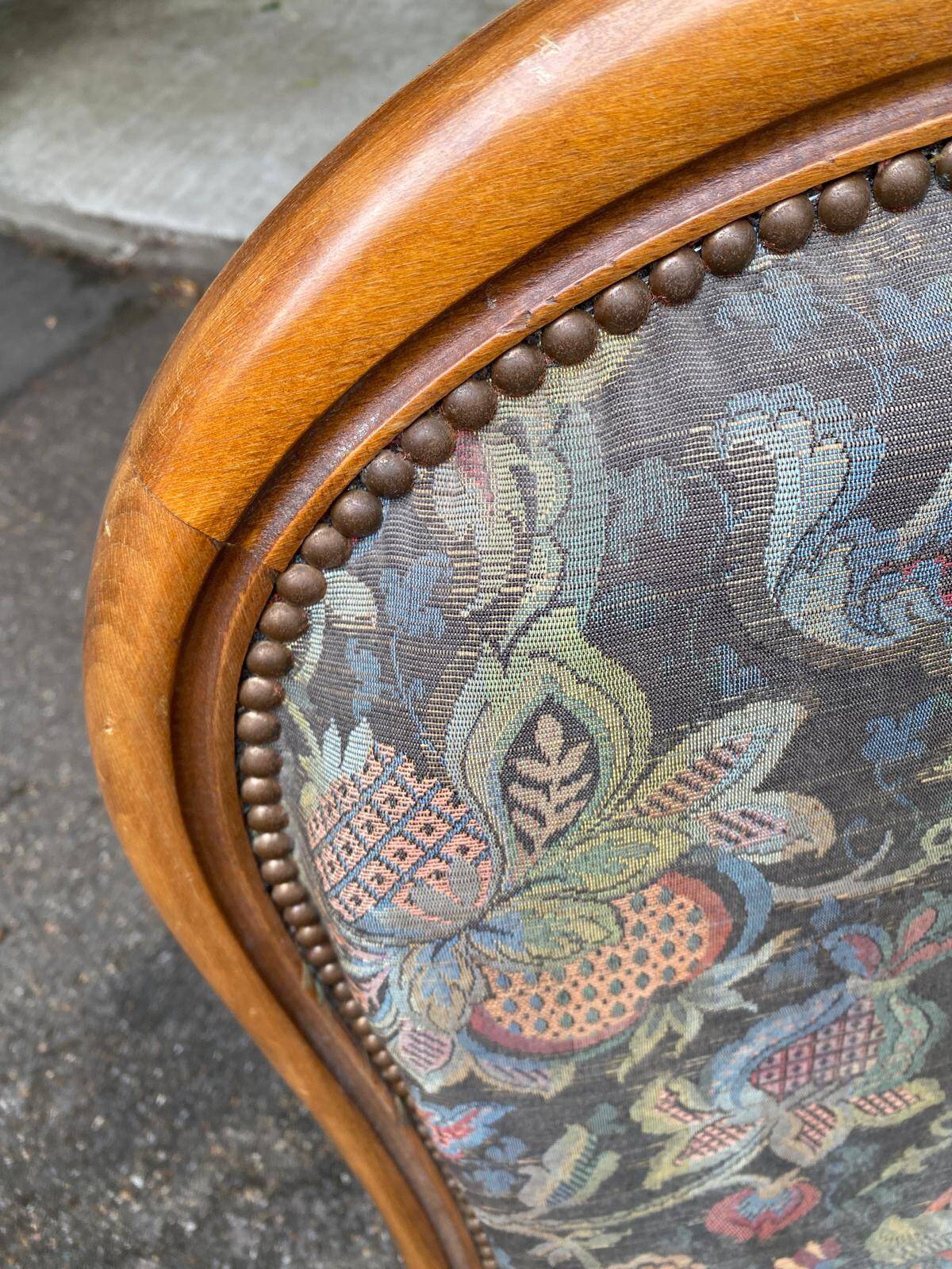 Voltaire armchair Louis Philippe in solid wood and fabric