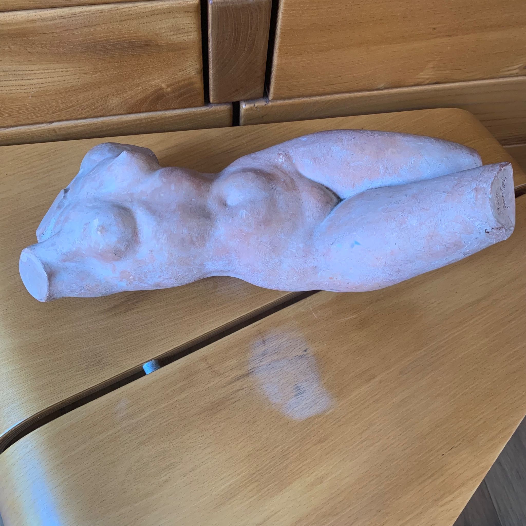 Female nude sculpture in terracotta signed Jean Portal.