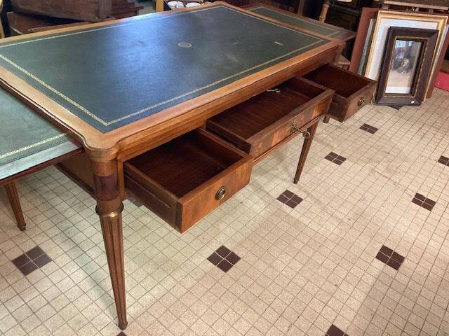 Louis XVI type desk in cherry wood and leather