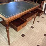 Louis XVI type desk in cherry wood and leather