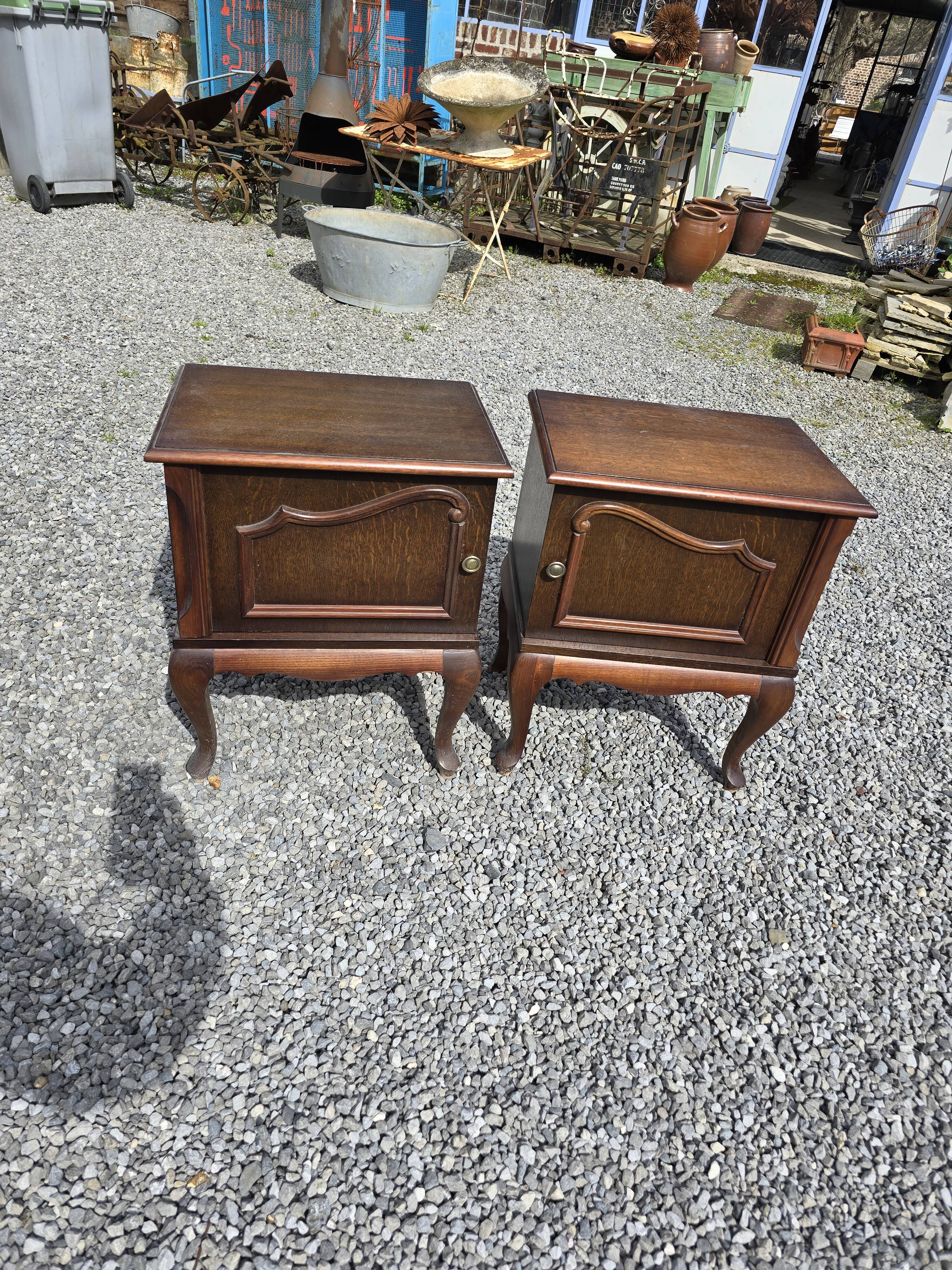 Pair of Louis XV style oak bedside tables